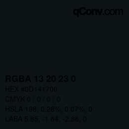 カラーコード: RGBA 13 20 23 0 | qconv.com