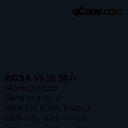 Color code: RGBA 13 20 28 0 | qconv.com