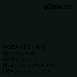 カラーコード: RGBA 13 21 18 0 | qconv.com