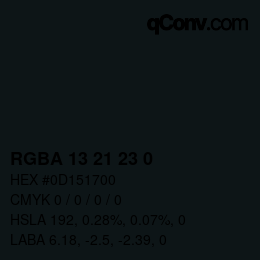 Color code: RGBA 13 21 23 0 | qconv.com