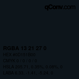 Color code: RGBA 13 21 27 0 | qconv.com
