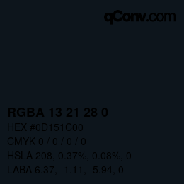 Color code: RGBA 13 21 28 0 | qconv.com