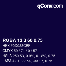 颜色代码: RGBA 13 3 60 0.75 | qconv.com