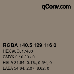 Color code: RGBA 140.5 129 116 0 | qconv.com