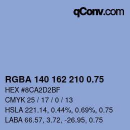 颜色代码: RGBA 140 162 210 0.75 | qconv.com