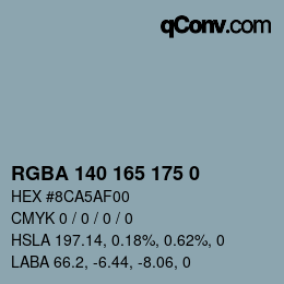 颜色代码: RGBA 140 165 175 0 | qconv.com