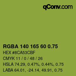颜色代码: RGBA 140 165 60 0.75 | qconv.com