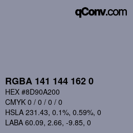 Color code: RGBA 141 144 162 0 | qconv.com