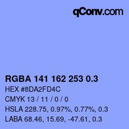 颜色代码: RGBA 141 162 253 0.3 | qconv.com