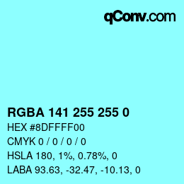 Color code: RGBA 141 255 255 0 | qconv.com