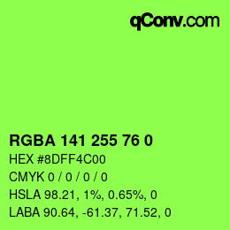 Farbcode: RGBA 141 255 76 0 | qconv.com