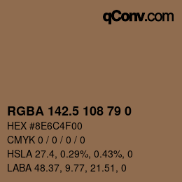 Color code: RGBA 142.5 108 79 0 | qconv.com