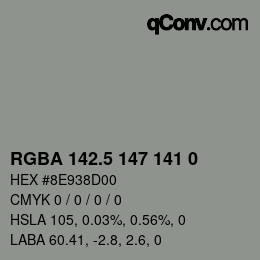 Código de color: RGBA 142.5 147 141 0 | qconv.com