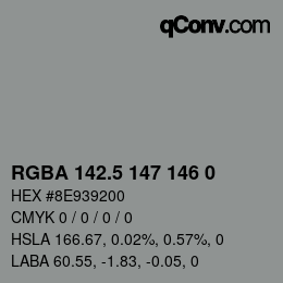 Código de color: RGBA 142.5 147 146 0 | qconv.com