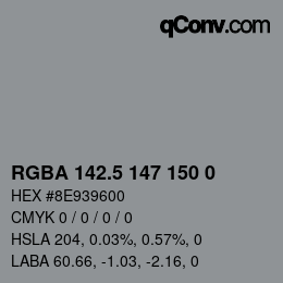 Color code: RGBA 142.5 147 150 0 | qconv.com