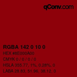 Color code: RGBA 142 0 10 0 | qconv.com