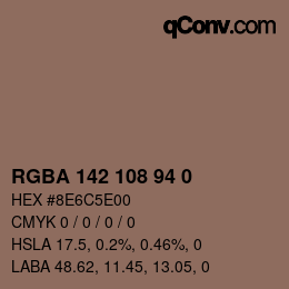 Color code: RGBA 142 108 94 0 | qconv.com