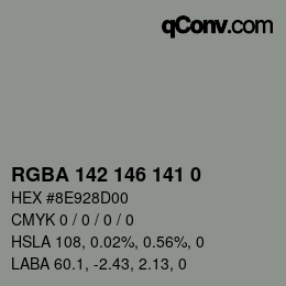 Color code: RGBA 142 146 141 0 | qconv.com
