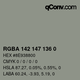 Color code: RGBA 142 147 136 0 | qconv.com