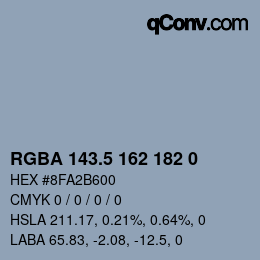 Color code: RGBA 143.5 162 182 0 | qconv.com
