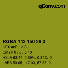 Farbcode: RGBA 143 150 28 0 | qconv.com