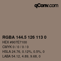 Color code: RGBA 144.5 126 113 0 | qconv.com