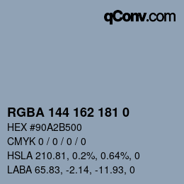 Color code: RGBA 144 162 181 0 | qconv.com