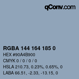 Color code: RGBA 144 164 185 0 | qconv.com