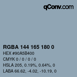 Color code: RGBA 144 165 180 0 | qconv.com