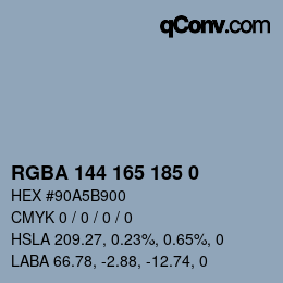 Color code: RGBA 144 165 185 0 | qconv.com