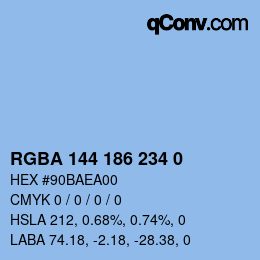 Farbcode: RGBA 144 186 234 0 | qconv.com