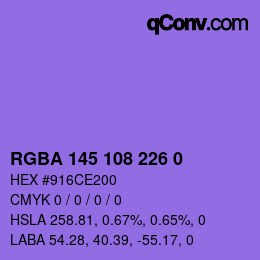 Farbcode: RGBA 145 108 226 0 | qconv.com