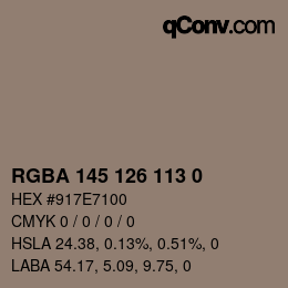 Code couleur: RGBA 145 126 113 0 | qconv.com