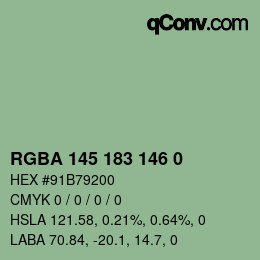 Farbcode: RGBA 145 183 146 0 | qconv.com