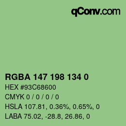 Farbcode: RGBA 147 198 134 0 | qconv.com