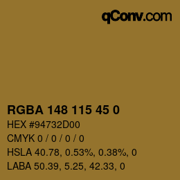 Farbcode: RGBA 148 115 45 0 | qconv.com