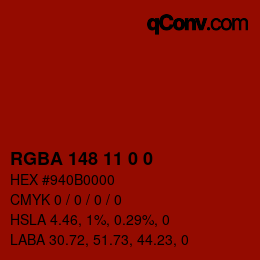 Color code: RGBA 148 11 0 0 | qconv.com