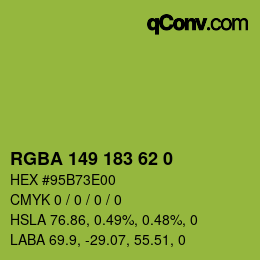 Farbcode: RGBA 149 183 62 0 | qconv.com