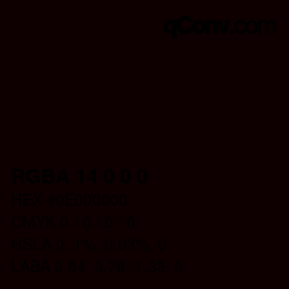 Código de color: RGBA 14 0 0 0 | qconv.com