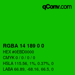 Color code: RGBA 14 189 0 0 | qconv.com