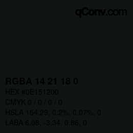 カラーコード: RGBA 14 21 18 0 | qconv.com