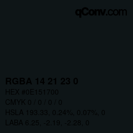 Farbcode: RGBA 14 21 23 0 | qconv.com