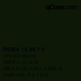 Farbcode: RGBA 14 24 7 0 | qconv.com