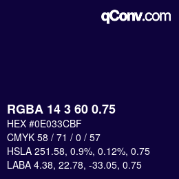 颜色代码: RGBA 14 3 60 0.75 | qconv.com