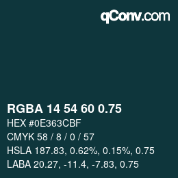 颜色代码: RGBA 14 54 60 0.75 | qconv.com