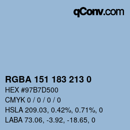 Color code: RGBA 151 183 213 0 | qconv.com