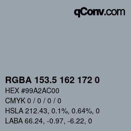 Color code: RGBA 153.5 162 172 0 | qconv.com