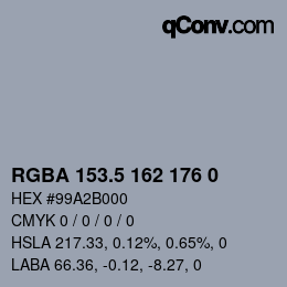Farbcode: RGBA 153.5 162 176 0 | qconv.com