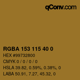Farbcode: RGBA 153 115 40 0 | qconv.com