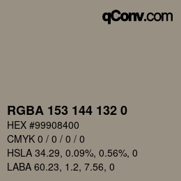 カラーコード: RGBA 153 144 132 0 | qconv.com